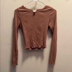 Women's Ribbed Long Sleeve Top - Brown